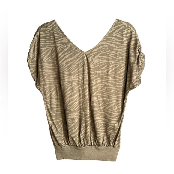 Express Tan Boxy Cap Sleeve Blouse size S - Picture 3 of 8